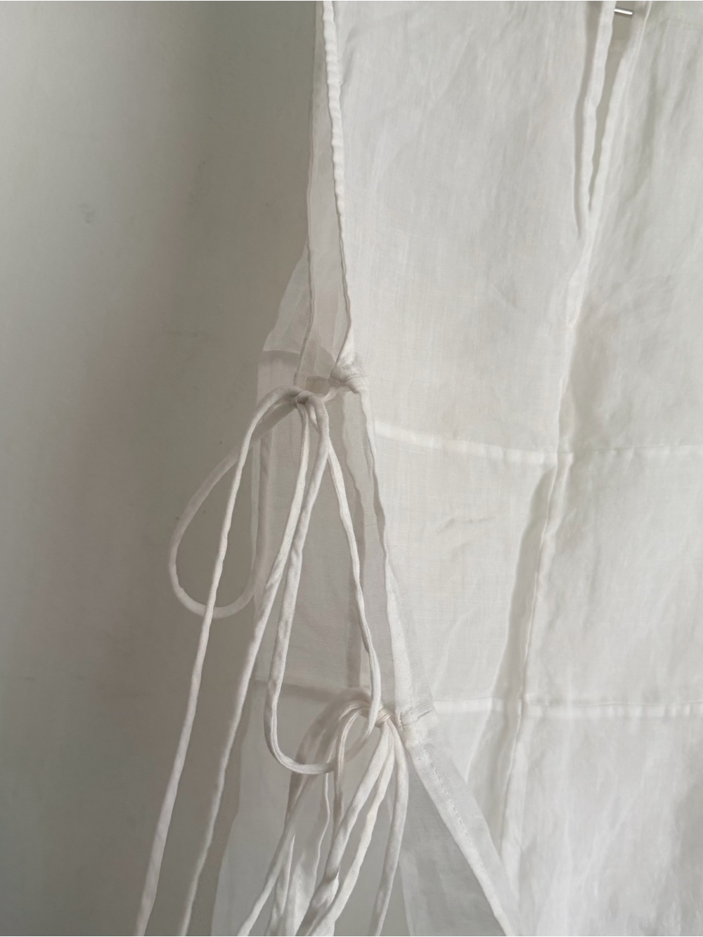 St. Agni White Semi Sheer Patchwork Tie Tank - Salt - Picture 5 of 8